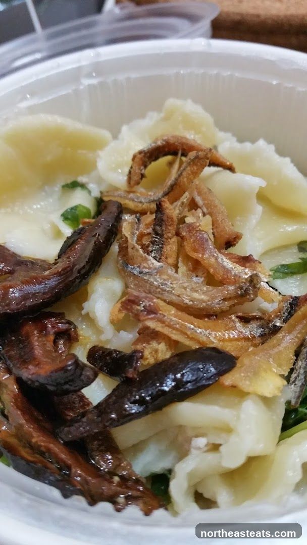 Noodle Dish with Anchovies and Mushrooms