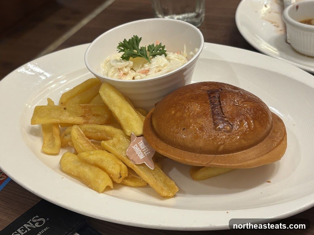 Truffle Mushroom Pie with Chips and Coleslaw