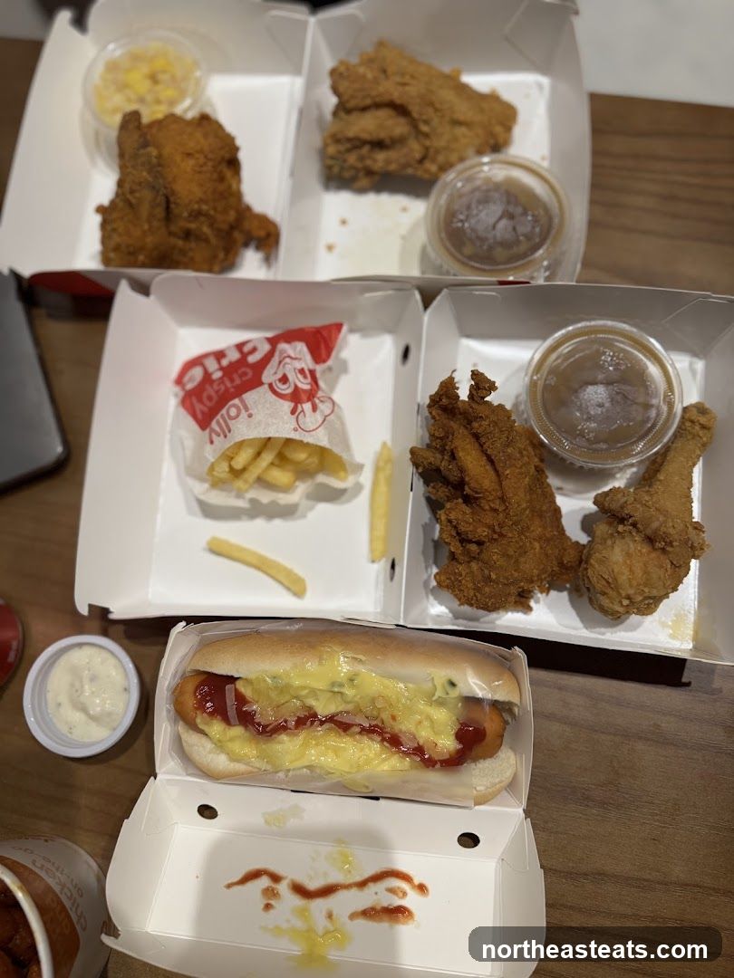 Fried Chicken and Hot Dog Meal