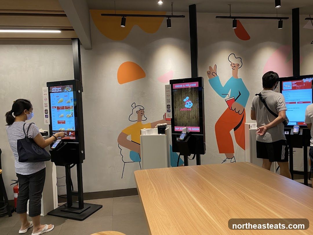 Self-order kiosks at a restaurant