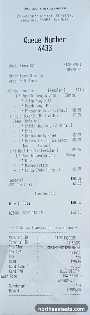 Jollibee Receipt