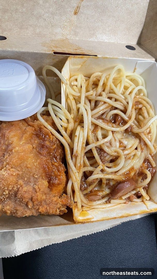 Fried Chicken and Spaghetti Meal