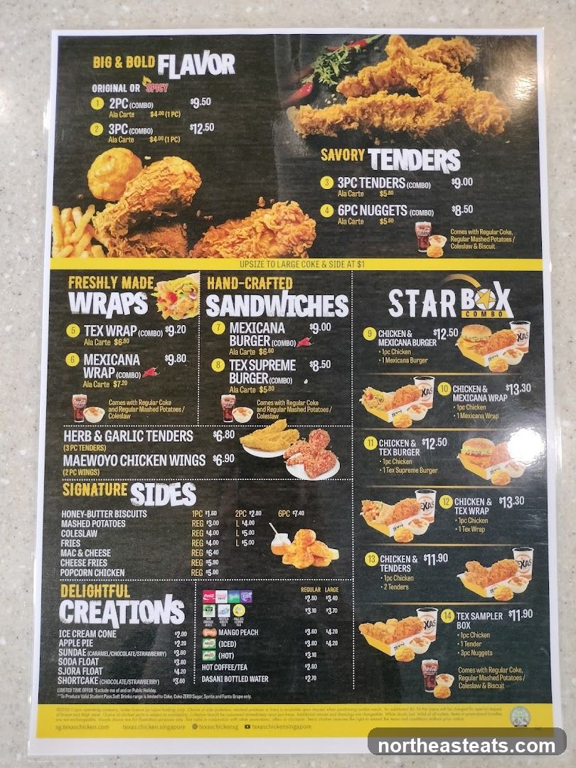 Texas Chicken Menu