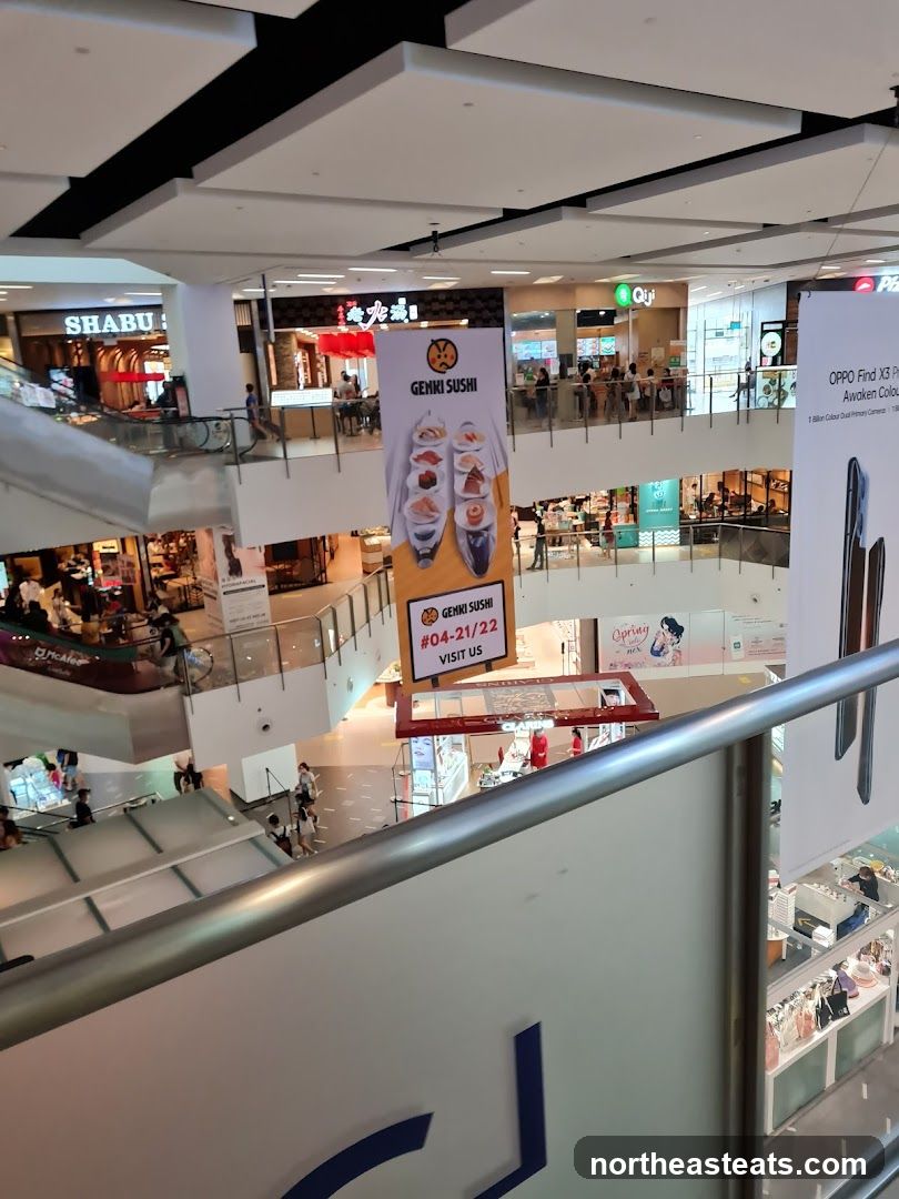 Mall Interior with Restaurants and Shops