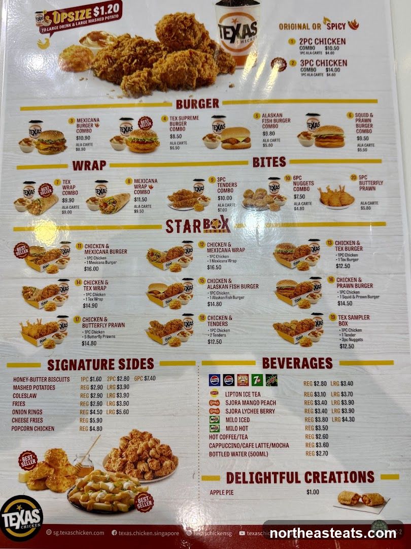 Texas Chicken Menu