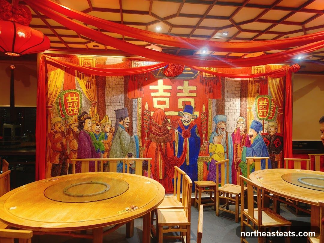 Restaurant Interior with Traditional Chinese Mural