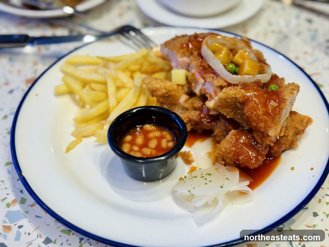 Fried Chicken with Fries and Beans