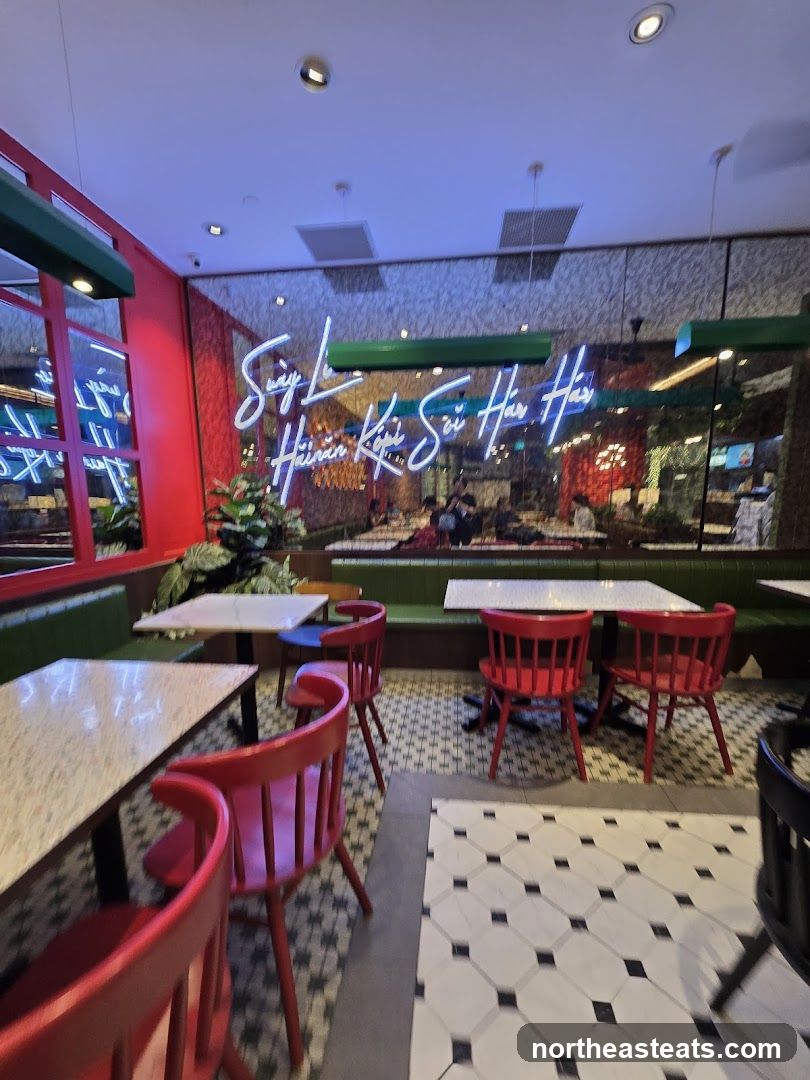 Restaurant Interior with Neon Signage