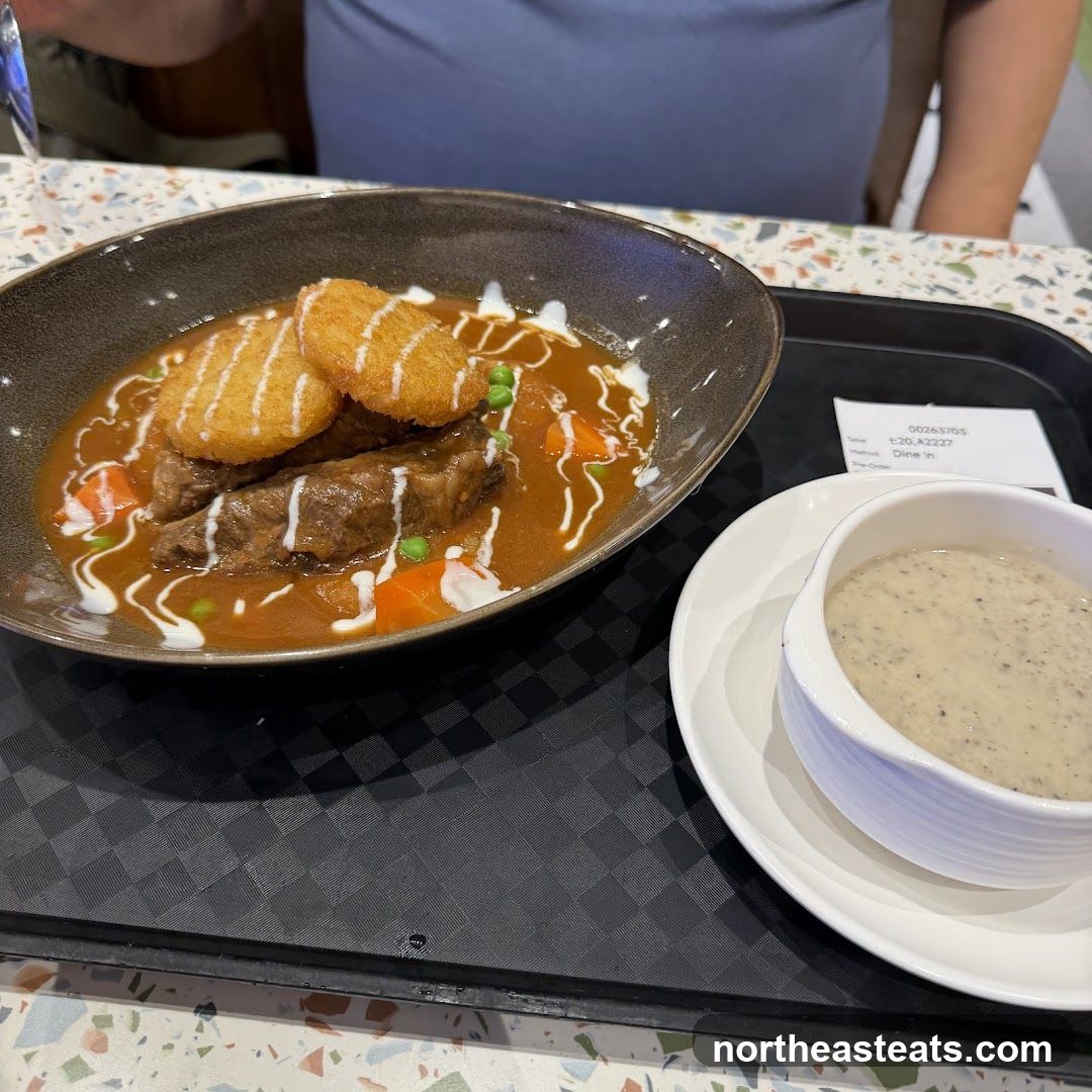Beef Stew with Hash Browns and Soup