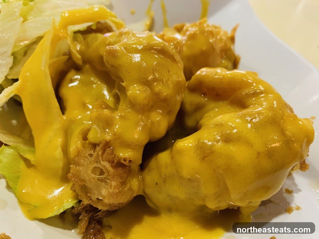 Golden Fried Shrimp with Cheese Sauce