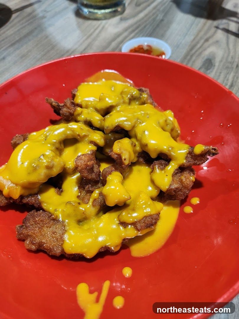 Fried Chicken with Cheese Sauce