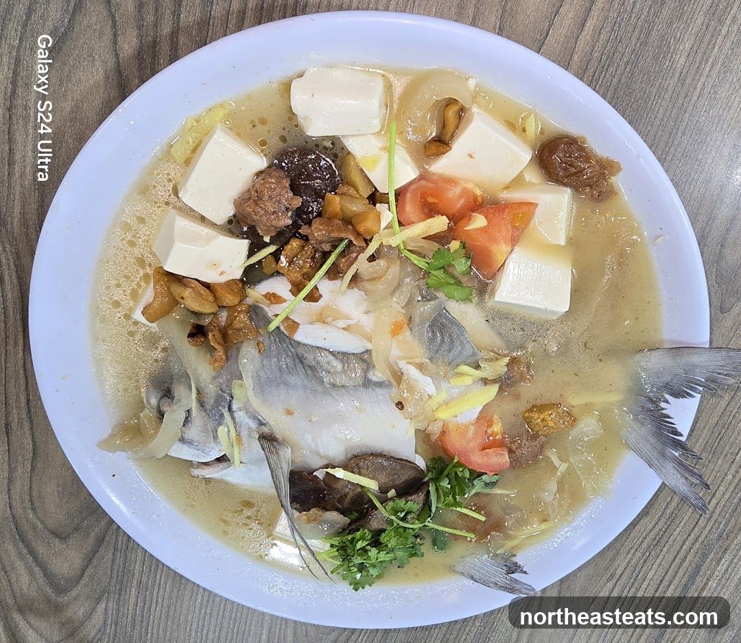 Steamed Fish Head with Tofu and Tomatoes