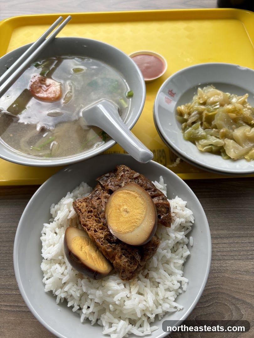 Braised Pork Rice with Soup and Pickled Cabbage