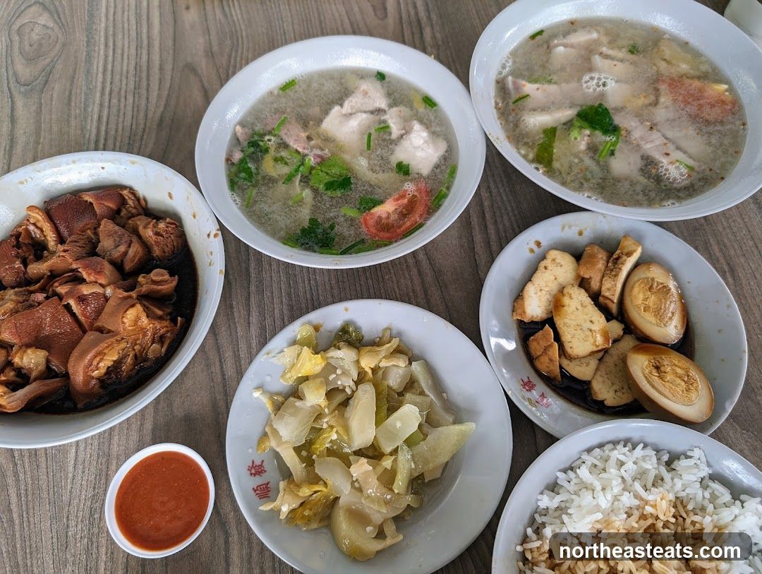 Assortment of Braised Pork Dishes and Rice