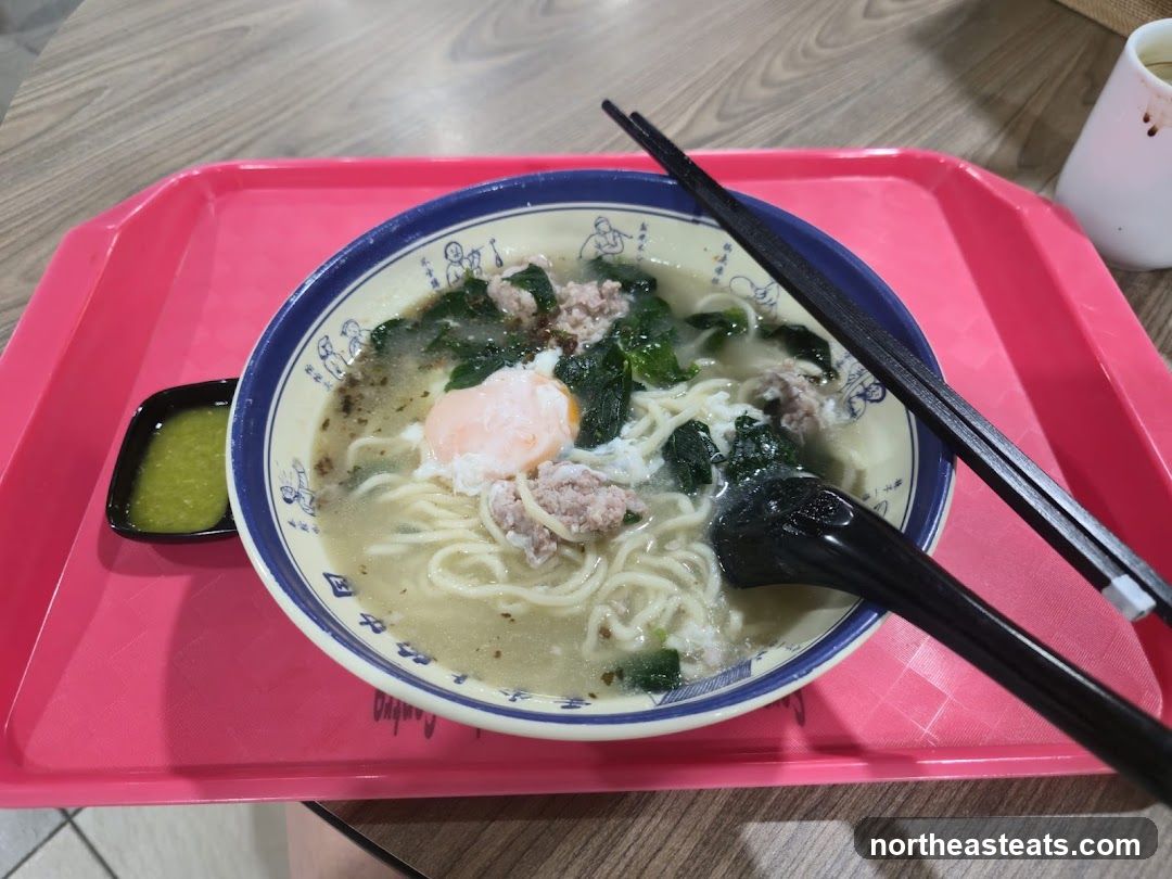 Noodle Soup with Egg and Greens