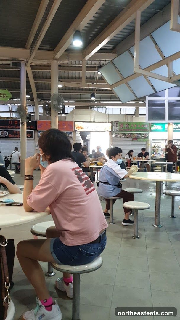 Food court interior with diners