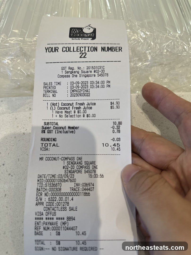 Mr Coconut Receipt