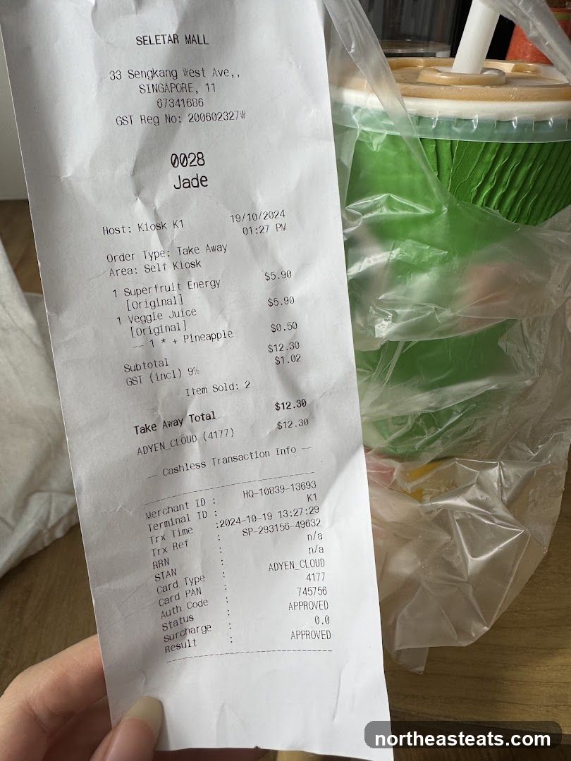 Receipt from Seletar Mall
