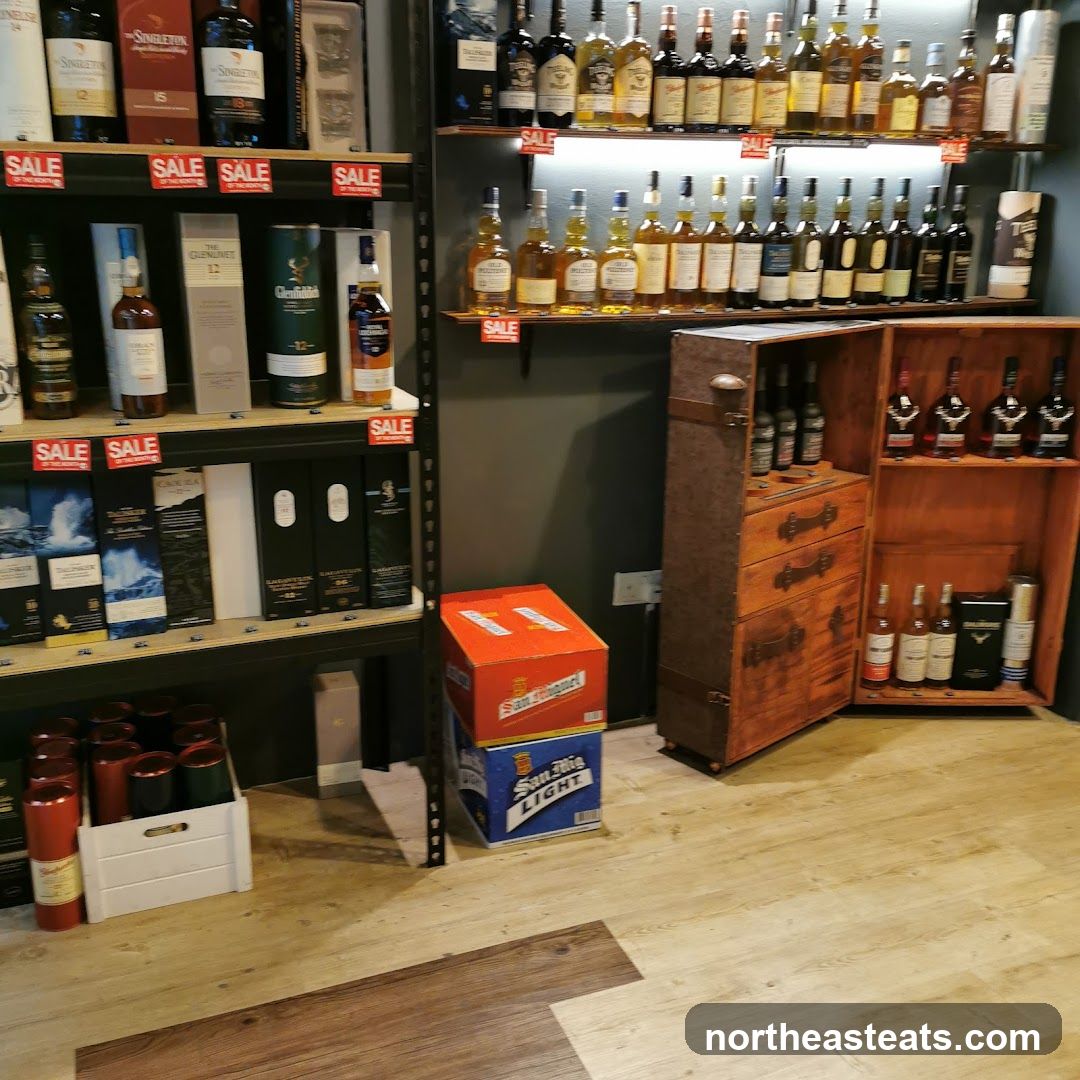 Bottles of alcohol on shelves
