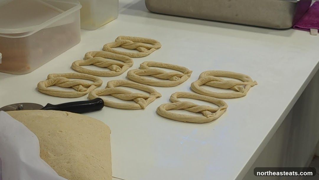 Dough pretzels on a counter