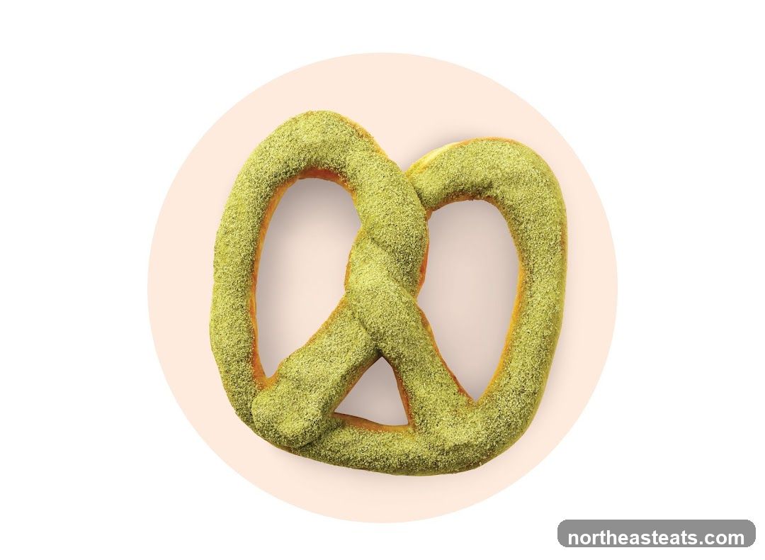 Pretzel with green topping