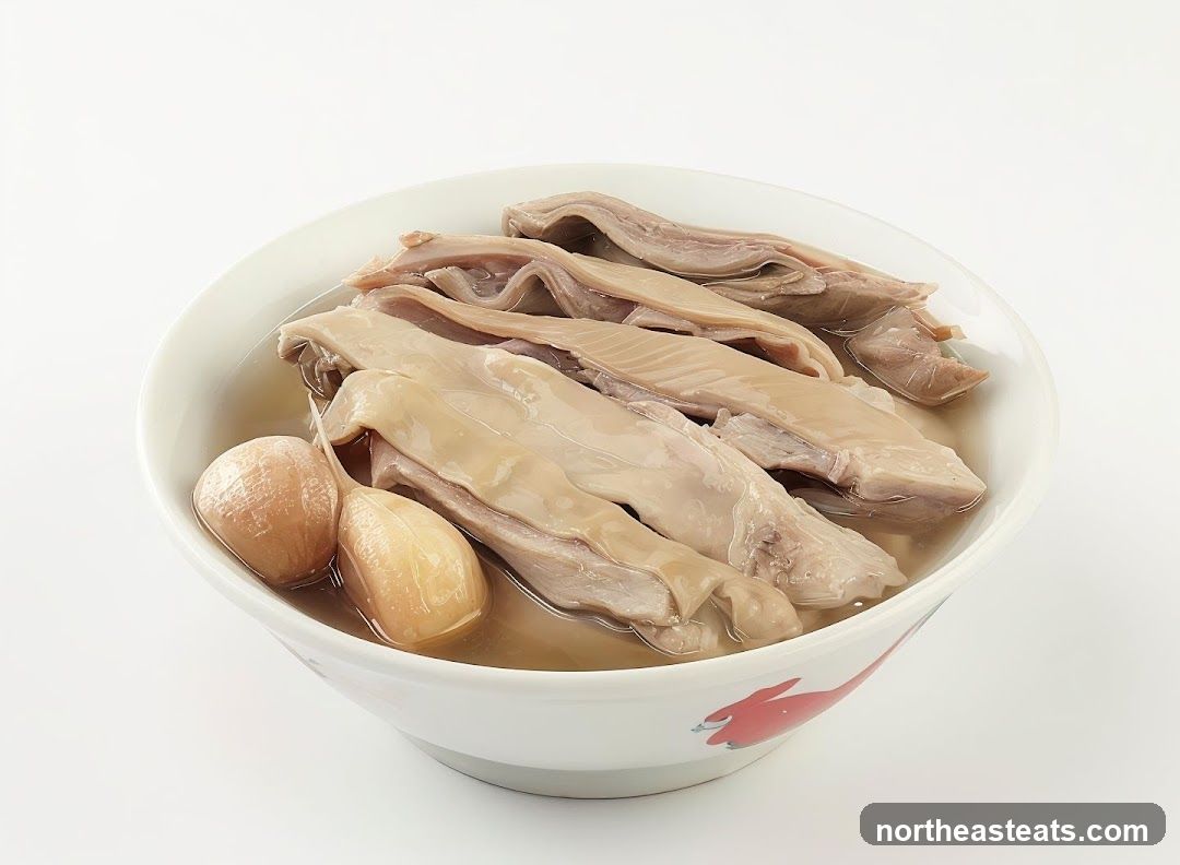 Bowl of Braised Pork Intestines with Garlic