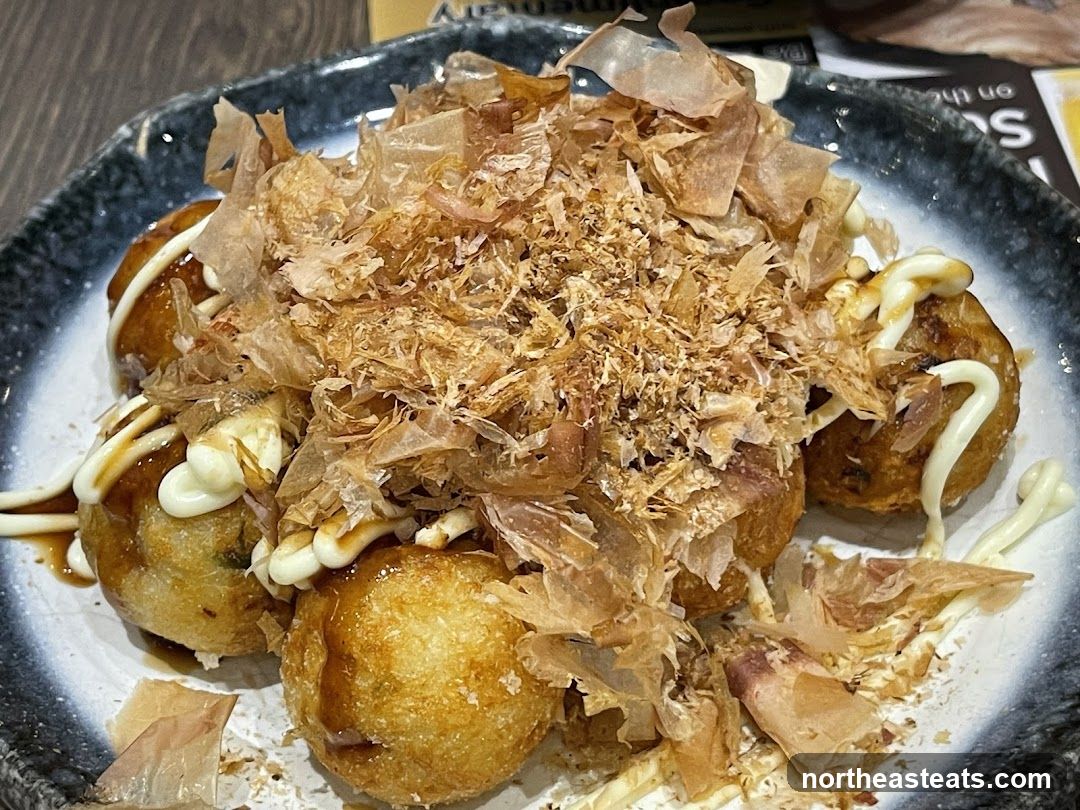 Takoyaki with Bonito Flakes and Mayo