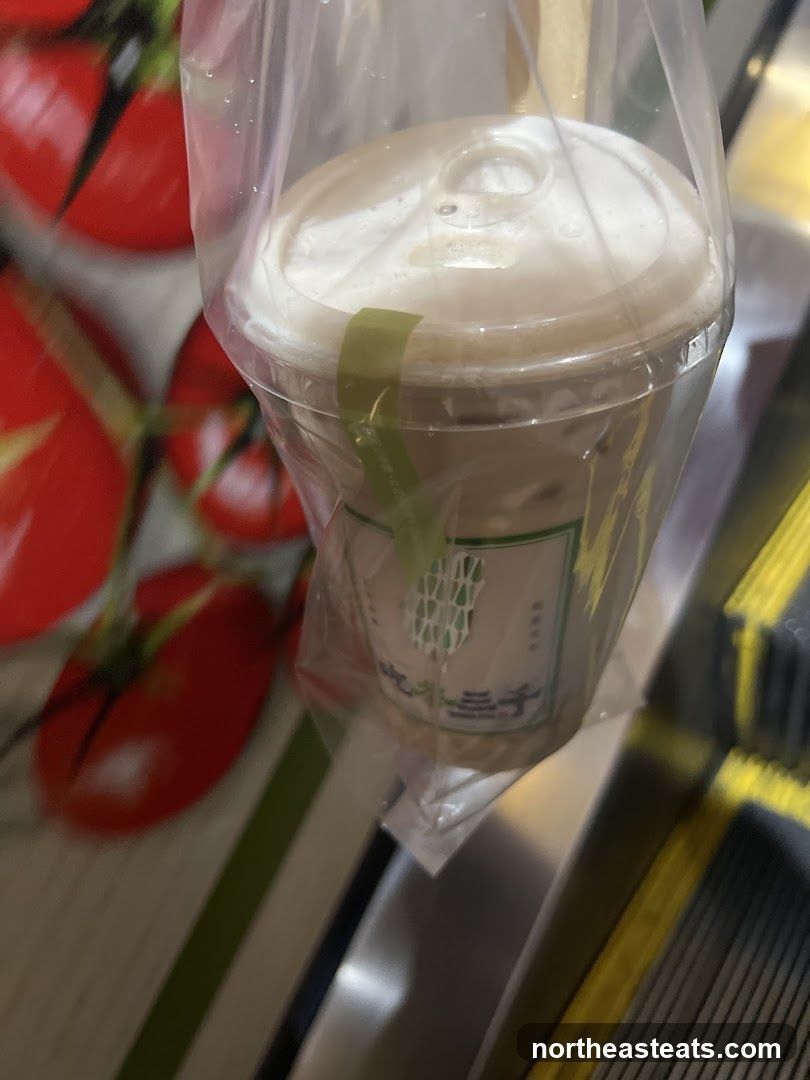 Beverage in a plastic bag