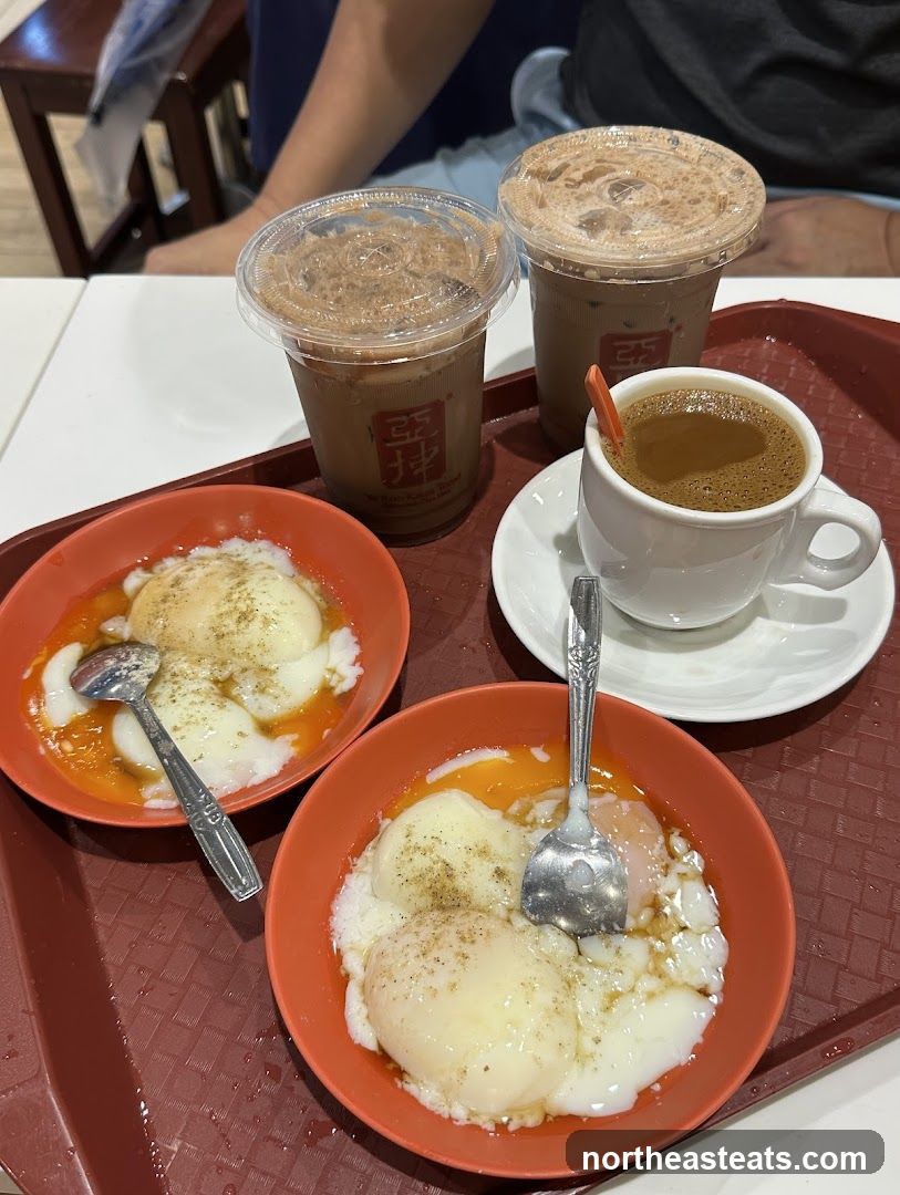 Soft-boiled eggs and coffee
