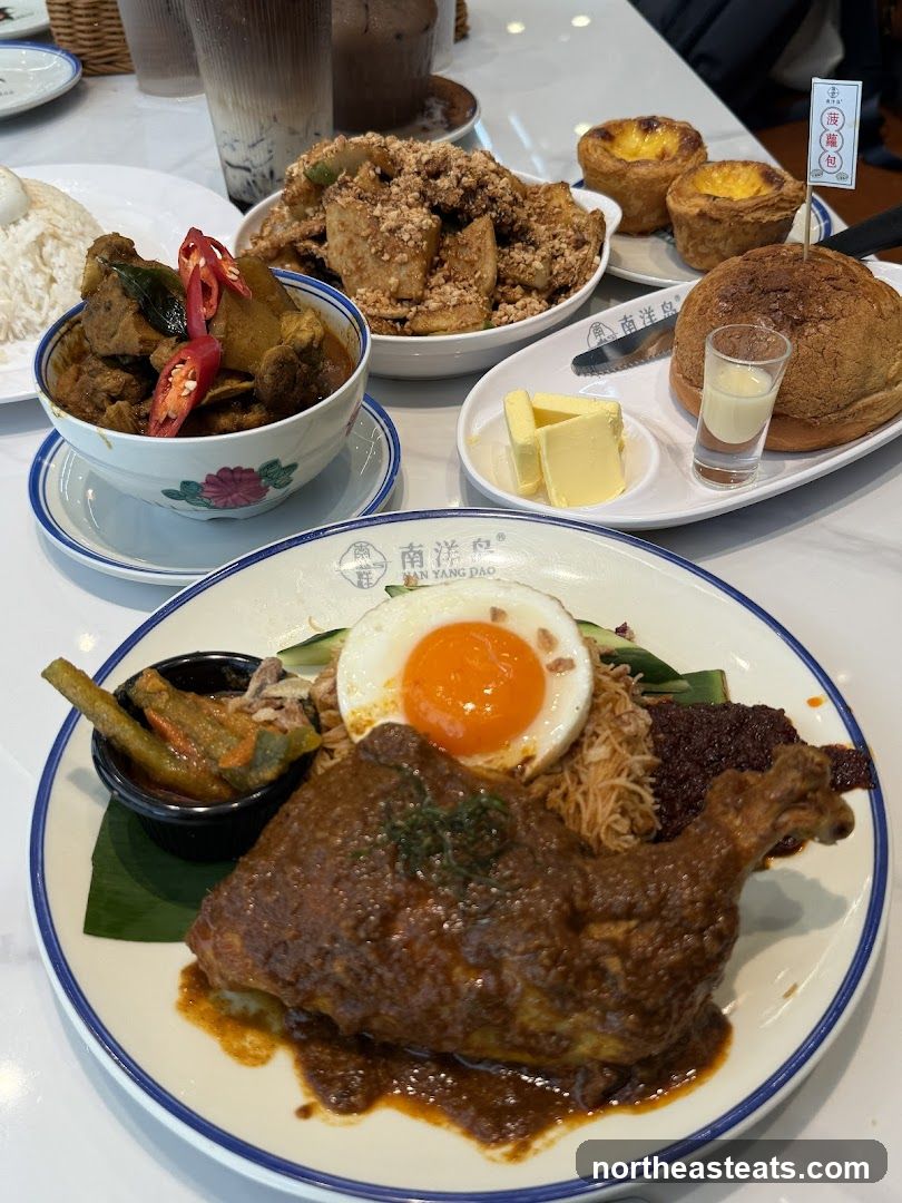 Table with various dishes and drinks