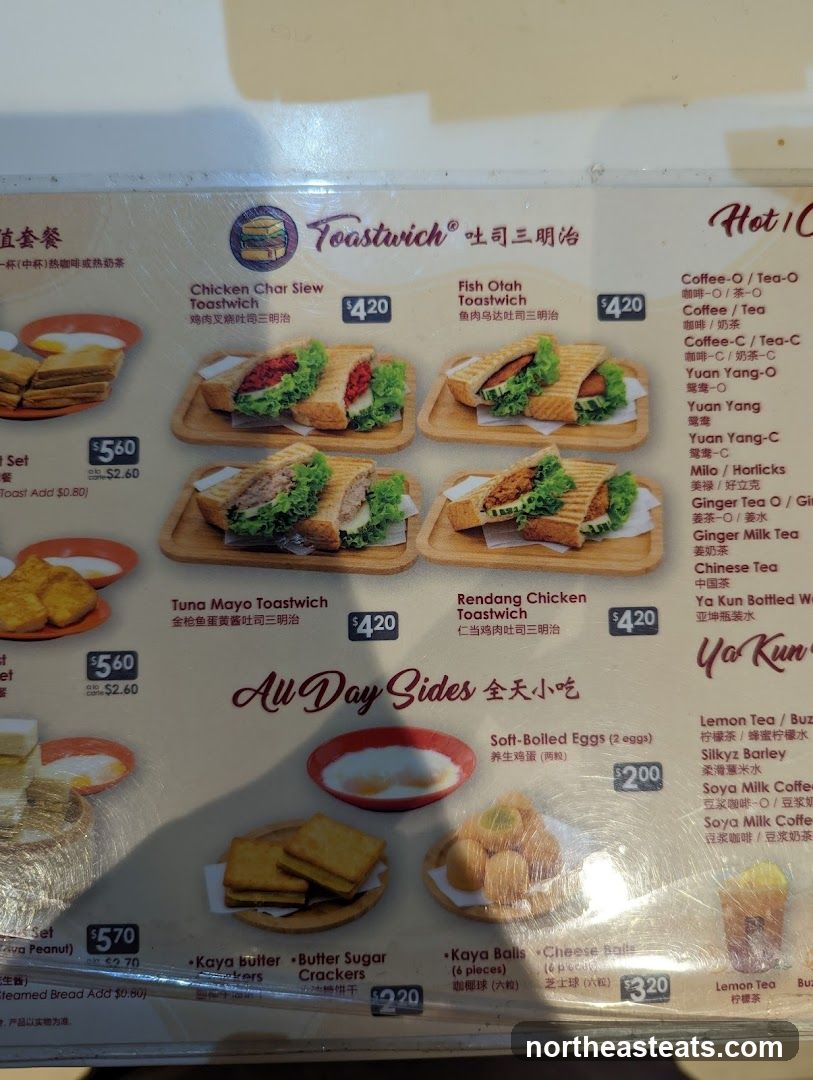Toastwich Menu