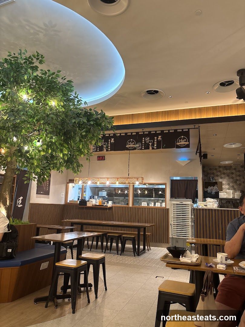 Restaurant Interior with Tree and Benches