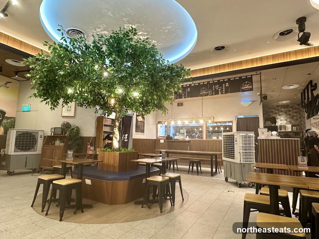 Restaurant Interior with Artificial Tree