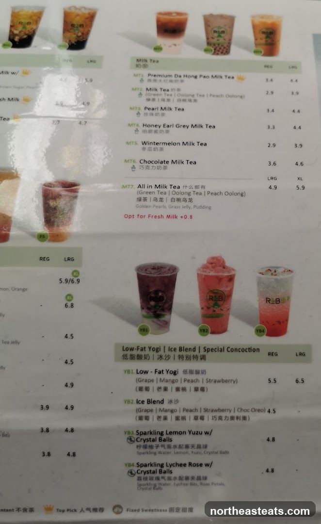 Milk Tea Menu