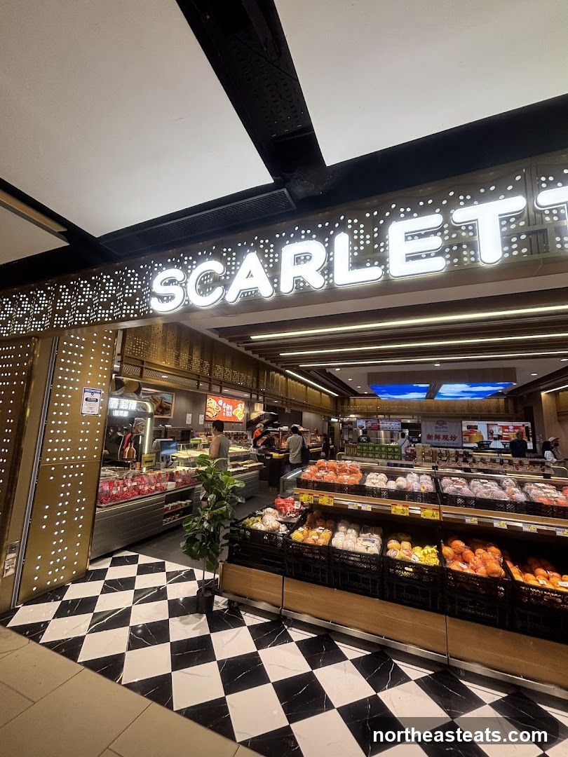 Supermarket Interior with Produce and Deli Counters