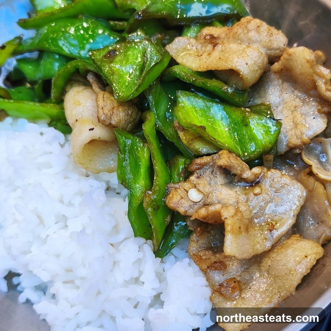 Stir-fried Pork and Peppers with Rice