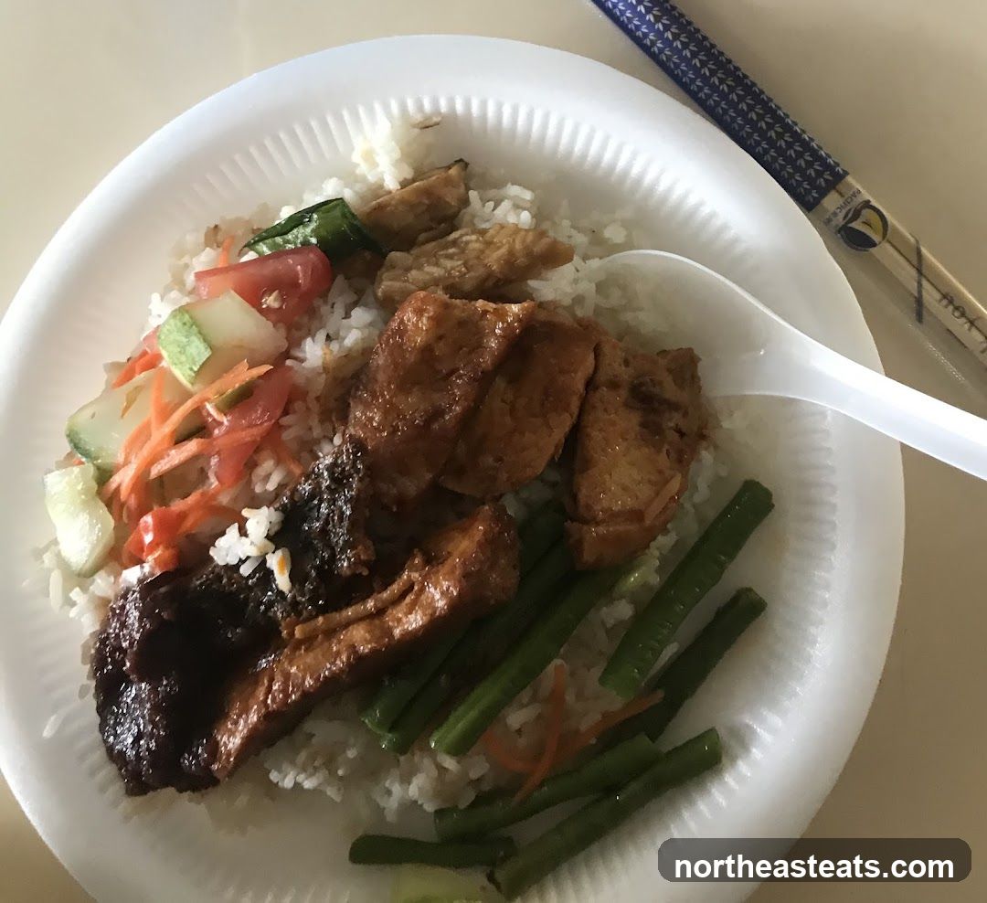 Rice plate with various toppings
