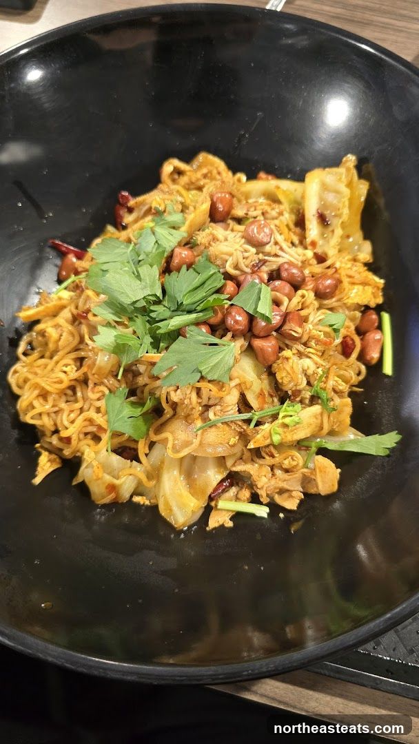 Spicy Noodles with Peanuts and Cabbage