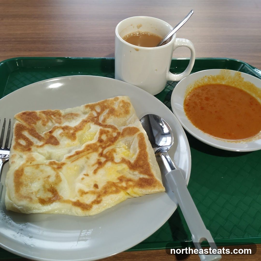 Roti Prata with Curry and Tea