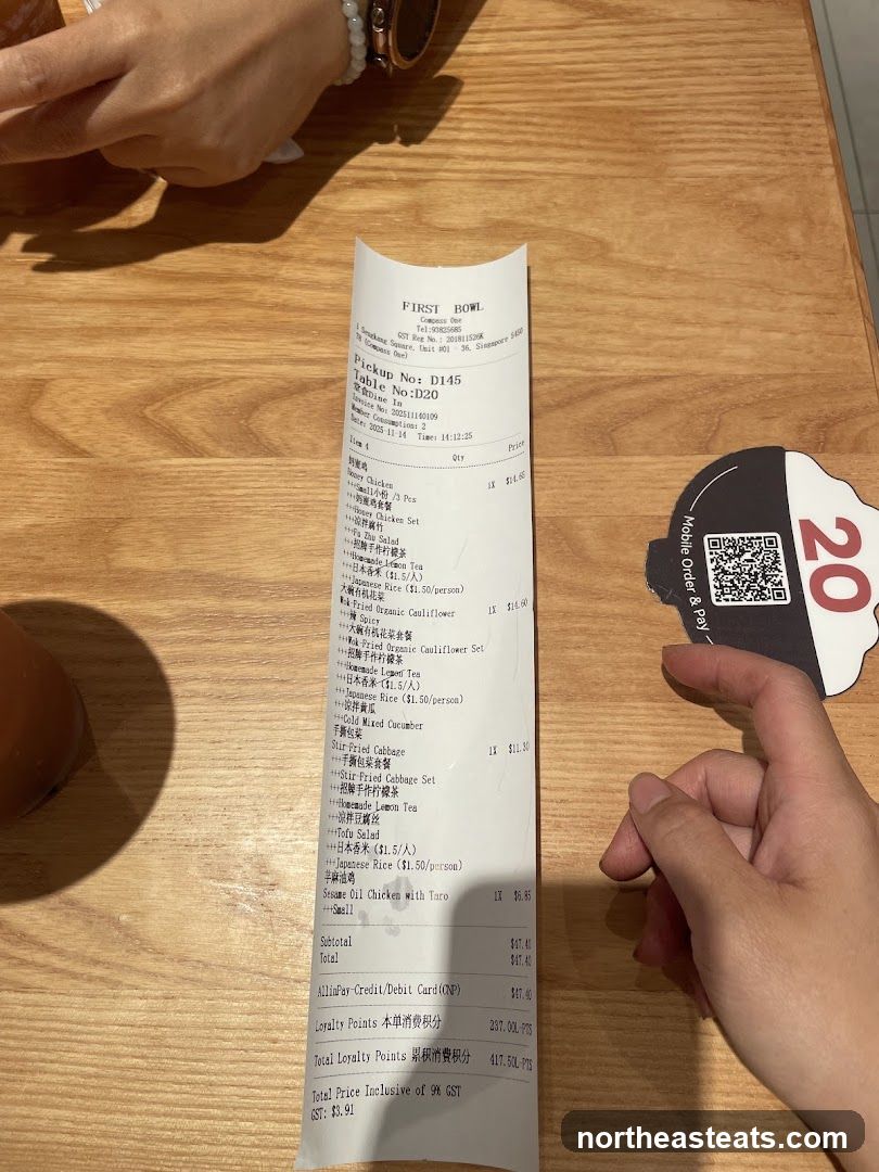 FIRST BOWL Receipt