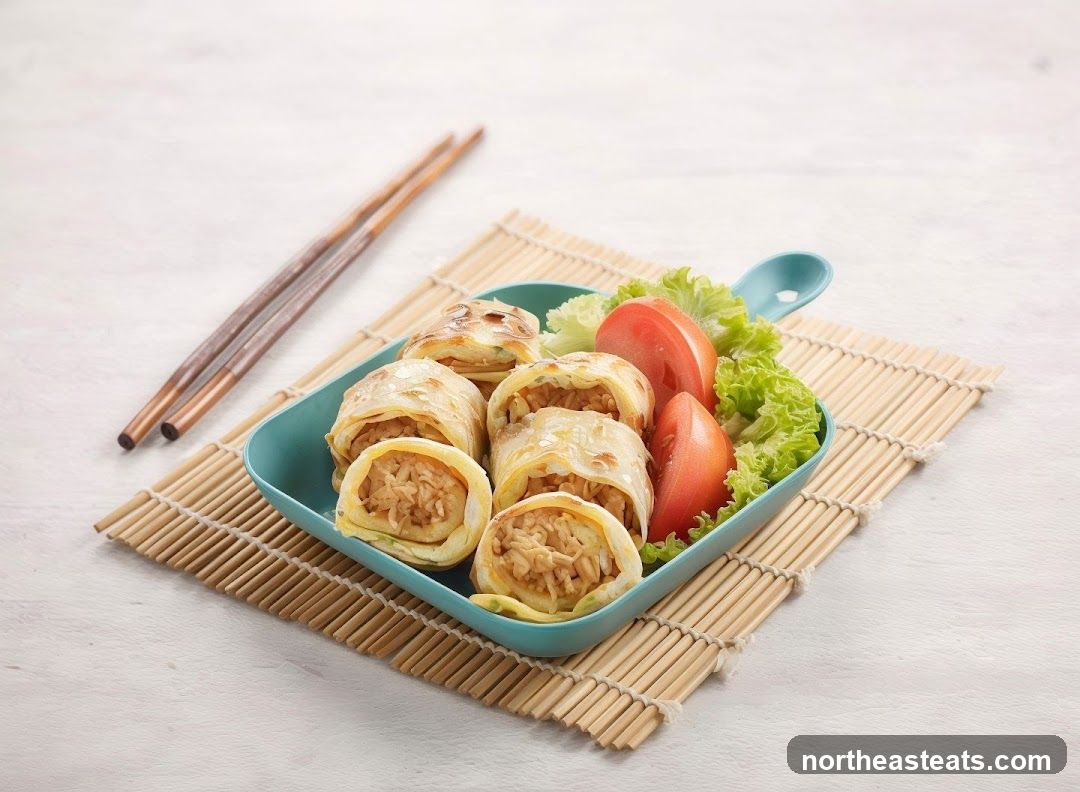 Rolled Rice Wraps with Tomatoes and Lettuce