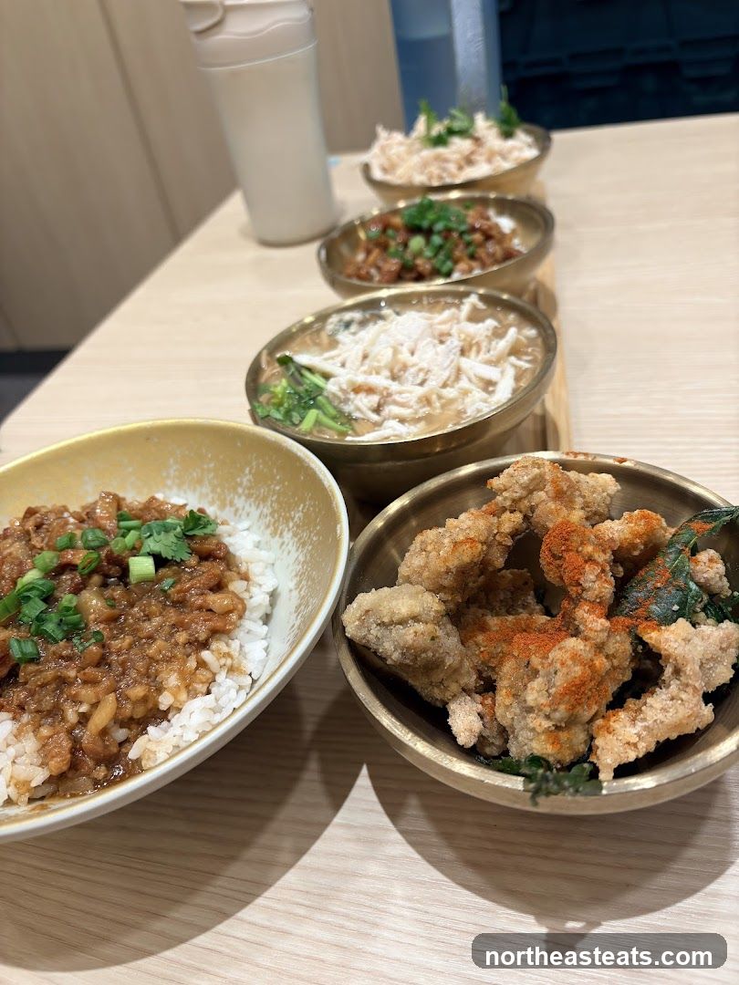 Bowls of food on a table