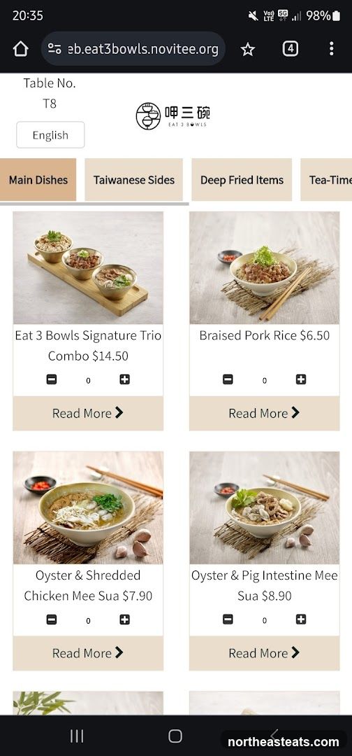 Eat 3 Bowls Menu