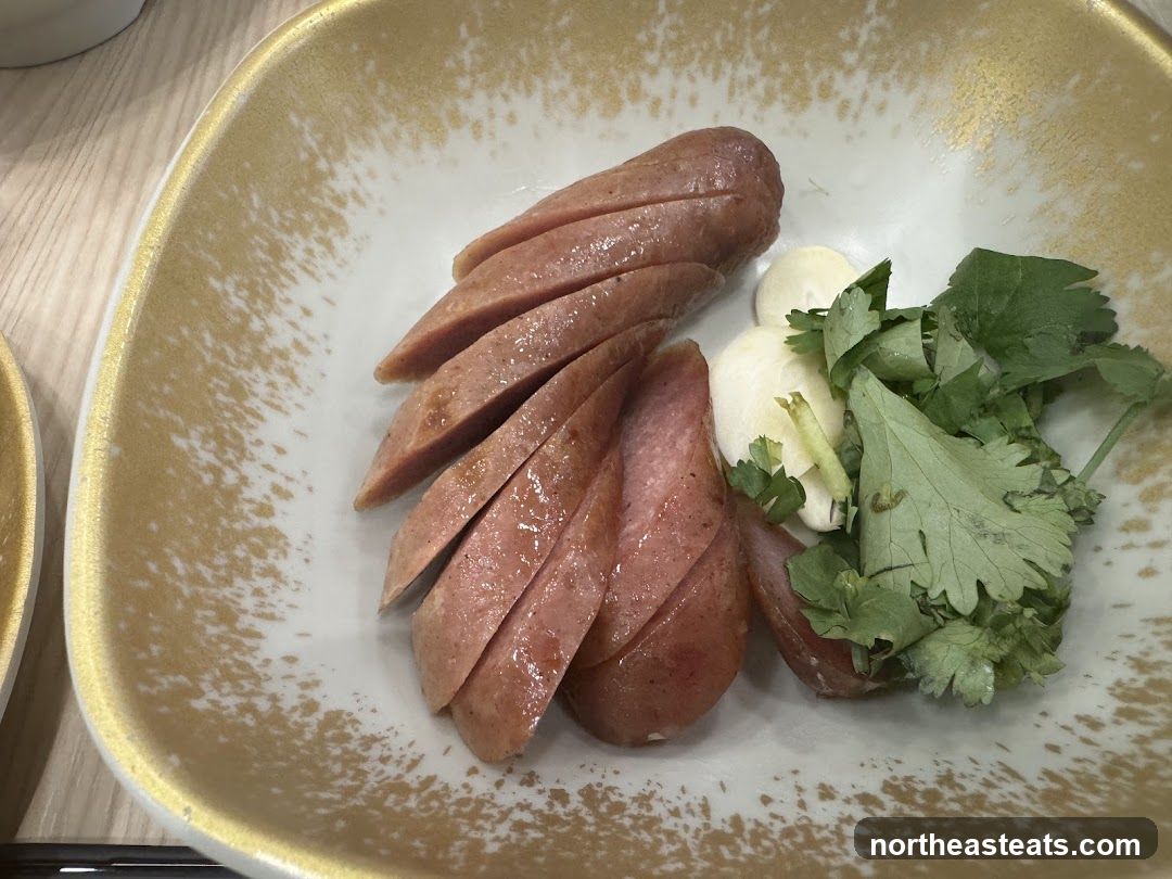 Sliced Sausage with Garlic and Cilantro