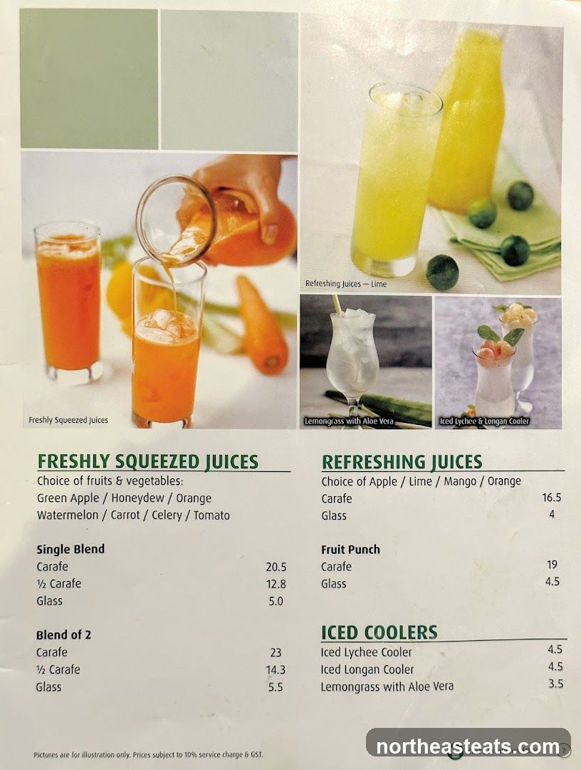 Juices and Coolers Menu
