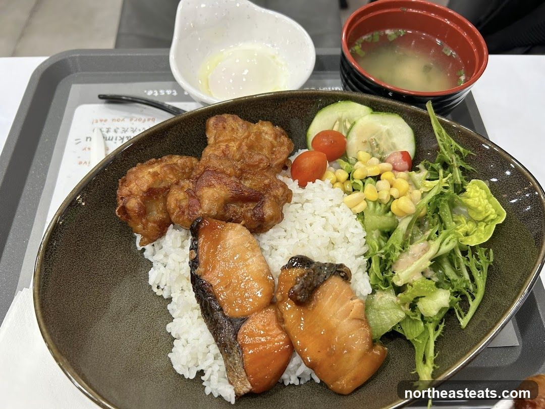 Salmon and Chicken Rice Bowl