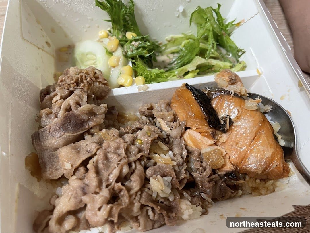 Bento Box with Beef and Salmon