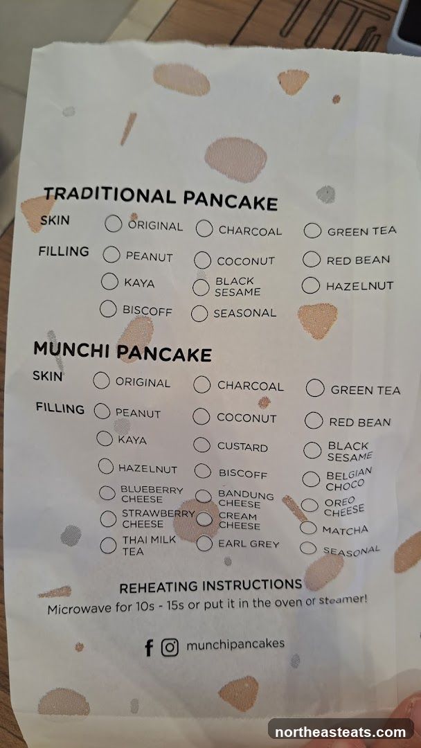 Munchi Pancake Menu