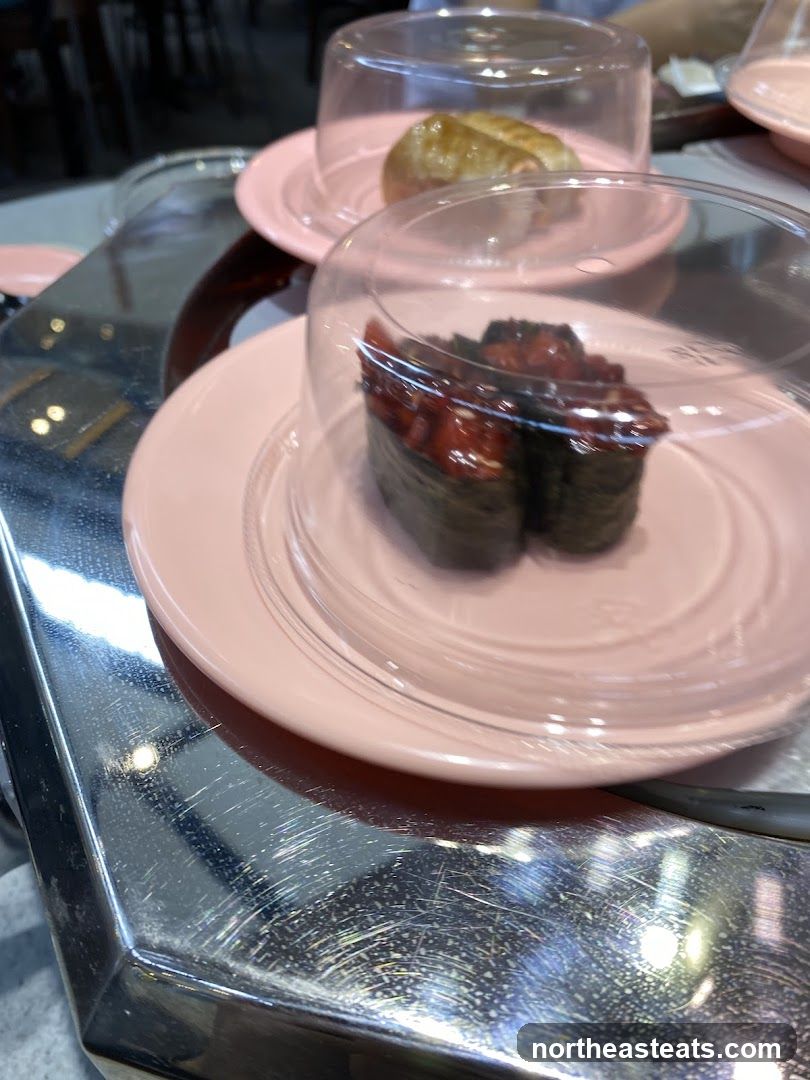 Sushi on conveyor belt