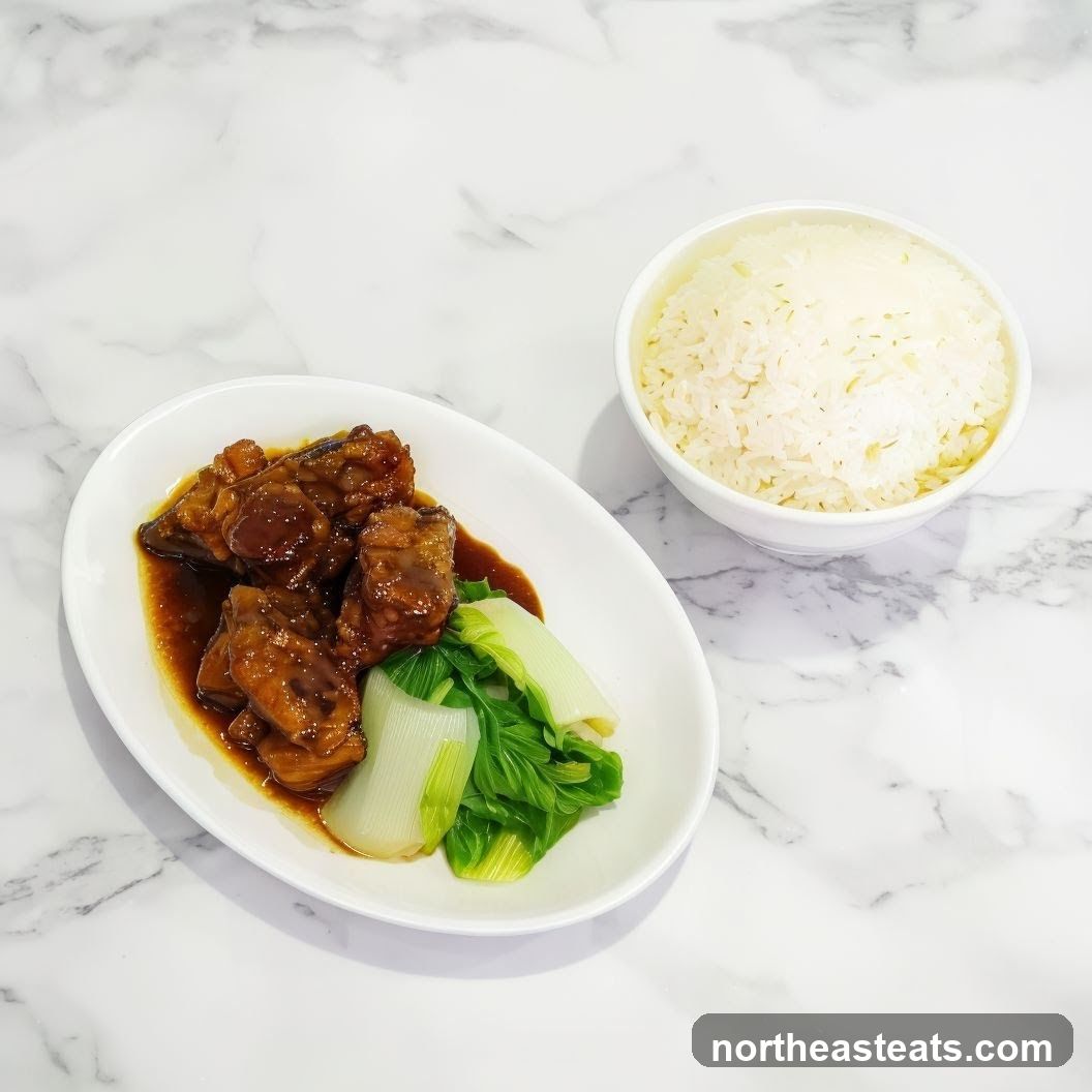 Braised Pork Belly with Bok Choy and Rice